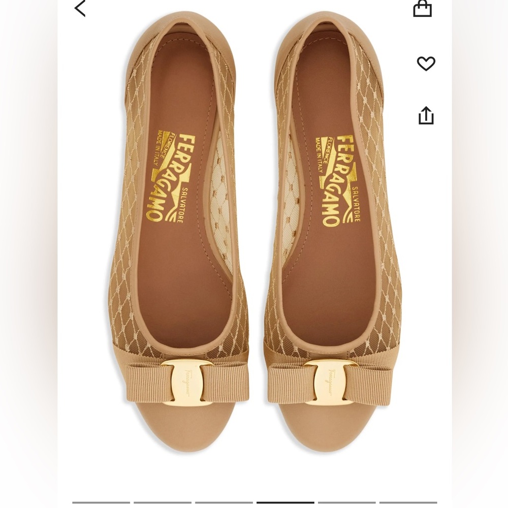 Salvatore Ferragamo Vara Mesh Flats (Nude Lamb, 3cm)